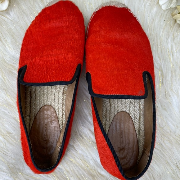 Celine Red Pony Hair Slip On Espadrille Flats Sz 38 - Picture 3 of 7